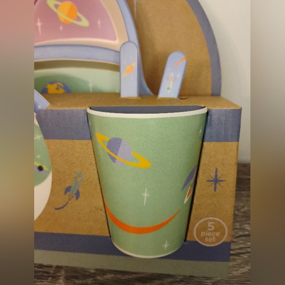 NWT Monbebe Bamboo Toddler Boy Mealtime Set - Picture 5 of 9